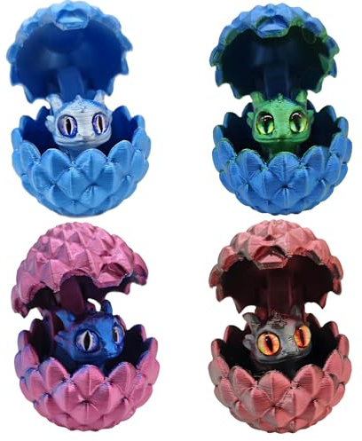 4 Stück, Drachenei, Dracheneier mit 3D Drachen im Inneren, Detailreiche Drachenfiguren für Sammler, Dekoration oder Geschenk, Mysteriös und fantastisch., Reich an Fantasie