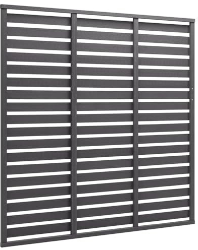Gecheer Recinzione orizzontale, pannello WPC grigio divisorio schermante per terrazza giardino, resistente, montaggio facile, dimensioni 180x180 cm