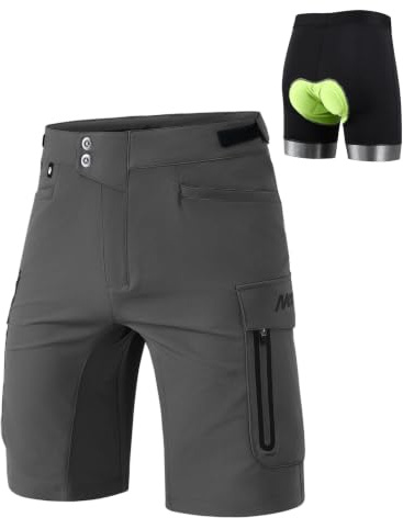 Nepest MTB Shorts for Men 4D Padded Mountain Bike Shorts Dark Grey,XL
