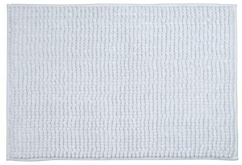 MSV - Alfombra de Baño Chenilla - Microfibra Suave Antideslizante de Secado Rápido - 40 x 60 cm - Blanca - Lavable en Máquina - Ideal para Toda la Familia