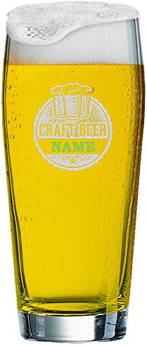 Anbobo Willi Becher 0,5 l mit individueller Gravur | Graviertes Willi Bierglas mit Namen nach Wunsch und Premium-Logo (Craft Beer)