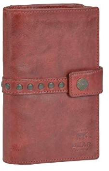 Bear Design Portemonnaie Damen Geldbörse Leder 10x15cm Geldbeutel Cow Lavato rot