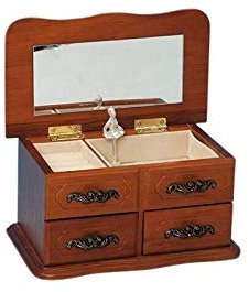 ARTE DEGLI ARGENTI CARILLON MECCANICO BAULE PORTAGIOIE in LEGNO con BALLERINA che GIRA e MELODIA FAMOSA che SUONA ALLA APERTURA 16053