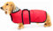 Geyecete Hunde Regenmantel,Einstellbar Wasserdicht Hundejacke für Dackel,Regenmantel mit reflektierenden Trägern,Regenjacken mit Gürtel mit Klettverschluss für Miniaturdackel-Rot-S