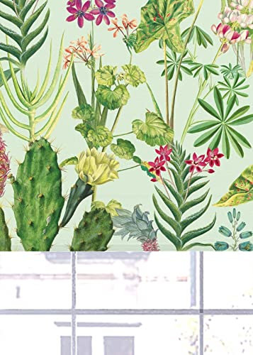 Lister Cartwright Tropical Plants Design Pale Greenout Roller Blinds Windows Blind Easy Fit Child Safety Included Made to Measure(Pale Green, 120 cm Width x 140 cm Drop)