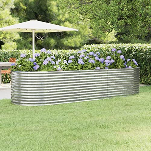 WIFESE Pflanzkübel Pulverbeschichteter Stahl 322x100x68 cm Blumentopf Hochbeet Blumentopf Gross Hochbeet Metall PflanzküBel Groß AußEn BlumentöPfe Blumentopf Hoch BlumenküBel Groß Flower Pot Silber