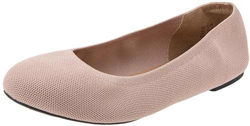 Amazon Essentials Women's Knit Ballet Flat, Sand, 7.5 UK Wide