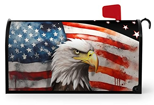 Dacawin Magnetic Mailbox Covers Standard Size 21x18 Inches American Eagle Flag Waterproof Mailbox Post Magnet Wraps Patriotic Labor Day Letter Box Covers for Home Garden Yard Decor