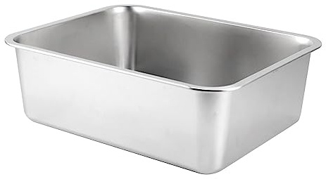 Lettiera per Gatti in Acciaio Inox con Lati Alti Multifunzionale antiruggine AntiGraffio con Bordo Liscio per, 45x35x10 cm
