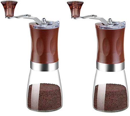 Modern Design Salt and Pepper Grinder Set, Manual Pepper and Salt Mill with Crank Handle with Glass Bottle Salt Grinder Adjustable Coarseness Salt and Pepper Shakers for