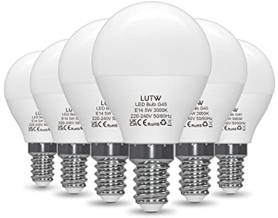 LUTW LED Lampe E14 G45, Glühbirne E14 5W ersetzt 40W Glühlampen, Mini Globe G45, 480lm Leuchtmittel, 3000K Warmweiß LED Birne, 220° Abstrahlwinkel Energiesparlampe, Nicht Dimmbar, 6 Stück