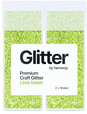 Hemway Craft Glitter Shaker Lime Green 130g x2 Pack Fine | for Resin & Epoxy Crafts, Christmas Art Supplies, Nail, Body, Face, Eye, Festival, Crafting, Slime, Sparkle