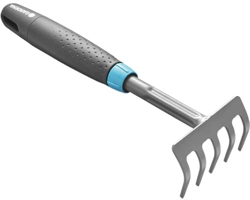 Gardena Comfort Flower Rake: Lightweight, durable handheld garden tool for beds and pots, made from steel (20223-28)