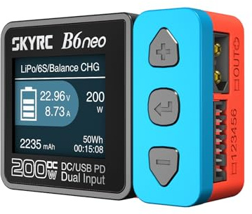 GoolRC B6neo Smart Charger Lipo Battery Charger, DC 200W PD 80W Battery Balance Charger Discharger for 1-6s LiPo/Life/LiIon/LiHV Battery, 1-15s NiMH/NiCd Batteries (Blue)