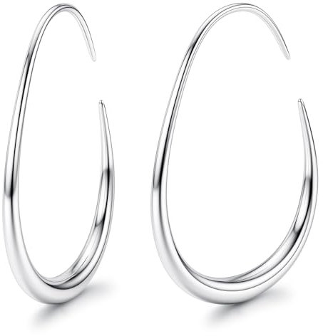 Adramata Orecchini a Cerchio per Donna in Acciaio Inossidabile Orecchini Cerchio Ovali in Oro 18K/Oro Rosa/Argento Ipoallergenici Goccia d'acqua Orecchini a Goccia, 25/30/35/40MM,S35