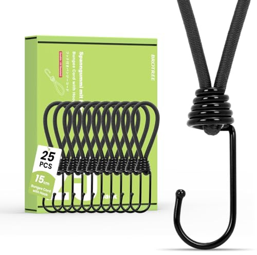 Brotree Spänngummi med Boll 50 Stycken 12.5cm Gummispännare med Kula Expanderslingor med Boll Robust för Presenning, Tält, Paviljonger, Banners, Camping - Svart