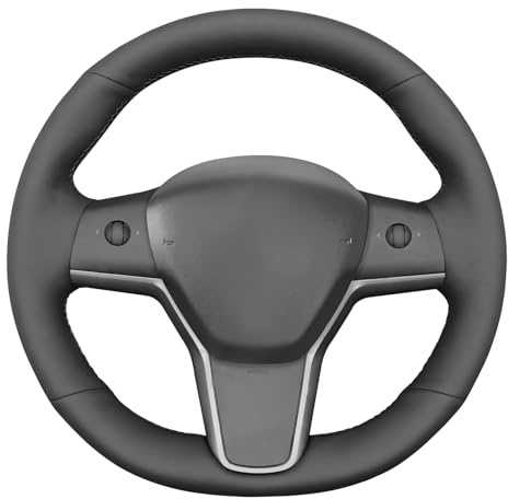 MEWANT Stygn på rattskydd för Tesla Model 3 Tesla Model Y | Anpassad passform för Tesla modell 3 2017-2023/modell Y 2020-2023 andas för uppvärmda hjul hållbar