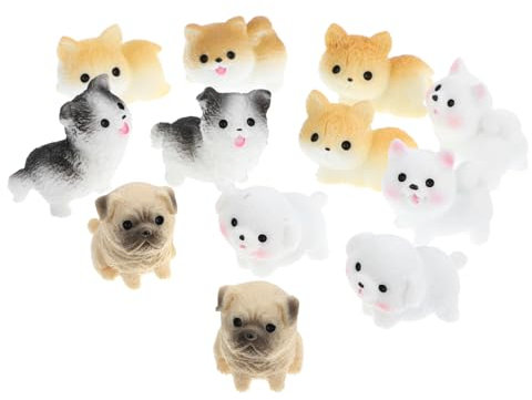 BESPORTBLE 12-teiliges Set Mini-Hunde-mikrolandschaft Puppenhaus-Haustiere Spielzeugtiere Kleine Hundefiguren Miniatur-welpe Hundehausspielzeug Corgi-Figur Winzige Tierfiguren Harz