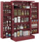 HOMCOM Küchenschrank Küchenbuffet Geschirrschrank modernes Aufbewahrungsmöbel mit Schränken, verstellbarem Regal und 12 Gewürzhaltern, Vorratskammer für Esszimmer, Wohnzimmer, 60 x 30 x 104 cm, rot