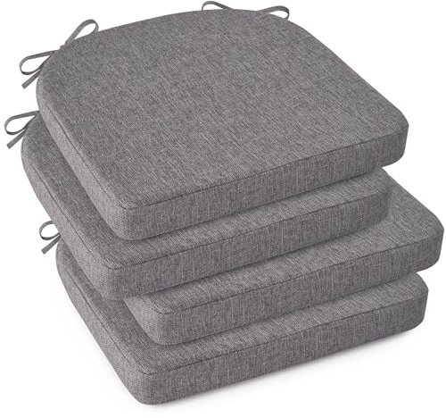OVOV Chair Cushions for Dining Chairs Set of 4 Non Slip Indoor Kitchen Seat Cushions with Ties and Washable Cover for Dining Room Living Room 16'' x 16''x 2'' Light Grey