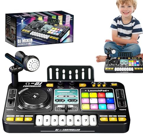 Mezclador Musical De Eléctrico, De Piano con Micrófono, Mesa De Teclado para Carga USB Portátil con Luces | Digital Audio Instrumento Musical para Niños Toy DJ Learning Keyboard Mixer