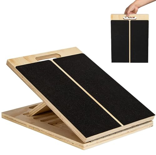 BEOSIOR Wooden Slant Board, Non-Slip Calf & Hamstring Stretcher, Adjustable Incline Feet Leg Physical Therapy Board, Portable Squat Wedge Board for Heel, Ankle, Achilles Tendon, Knee, Posture Exercise
