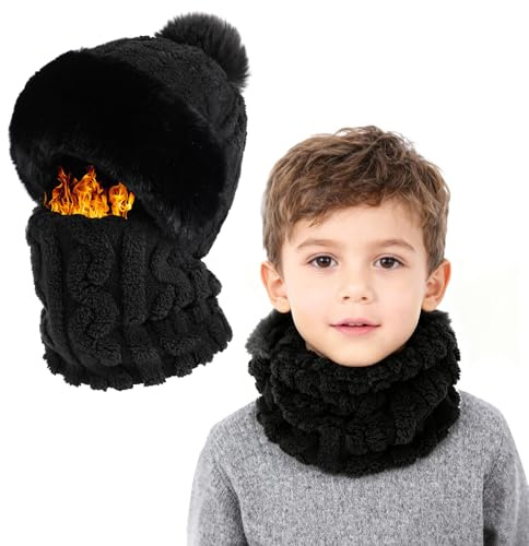 TAGVO Cagoule Bonnet Tricoté d'hiver pour Enfants, Cagoule Balaclava Masque De Ski en Doux Polaire de Chaud Coupe-Vent Thermique Élastique pour Garçons et Filles