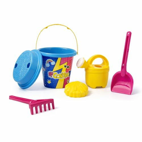 Grandi Giochi Me Contro Te Set Mare Bambini Completo - Secchiello 17 cm con Accessori - Paletta, Rastrello, Annaffiatoio e Formina