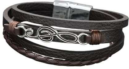 HUIANGLIYG Bracciale in Pelle con Note Musicali per Uomo, Bracciale Avvolgente intrecciato A Più Fili con Chiusura Magnetica, Bracciale in Pelle con Nodo Celtico Vintage, Regalo Premuroso per Papà
