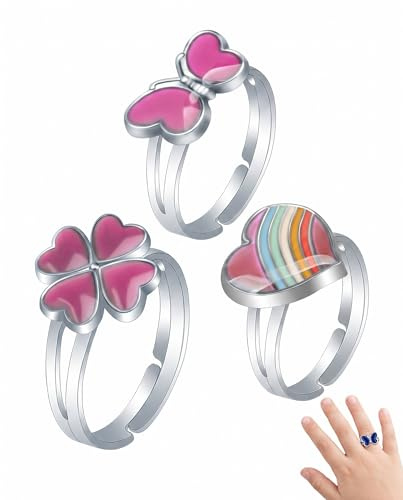 ZORVYN Set di 3 Anelli dell'Umore, Anelli Regolabili per Costumi, Accessori per Feste, Regalo di Compleanno per Bambini, Ragazze, Ragazzi (Cambia Colore)