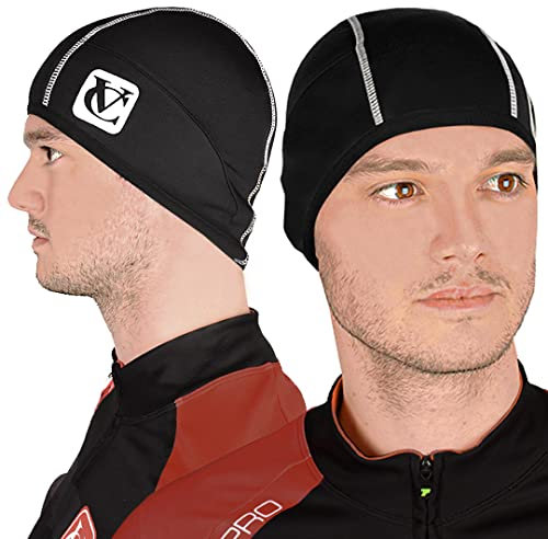 VeloChampion Thermo Tech Cycling Skull Cap – Windproof Thermal Under Helmet Hat for Running, Hiking, Cycling, Sports S/M 52cm - 58cm / 20.4-22.8 Black