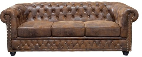 invicta INTERIOR Edles Chesterfield Sofa 3-Sitzer im Antik Couch Polstersofa braun 3er Couchgarnitur
