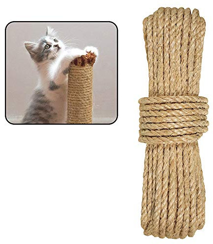 West Coast Paracord Naturligt kattsisalrep för klösstolpe – ersättningstorn – reparation, återhämtande hamparep – gör-det-själv klösrep för katttorn och träd (100 fot)
