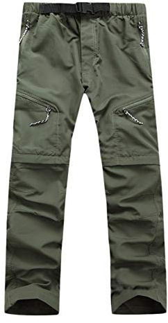GELing Herr Zip-Off-vandringsbyxor, vandringsbyxor, vandringsbyxor, vandringsbyxor, vandringsbyxor, cykelbyxor, funktionsshorts, snabbtorkande, vindtäta, camping, funktionella byxor, cargo, utomhusbyxor med fickor med dragkedja, Armégrön, XL