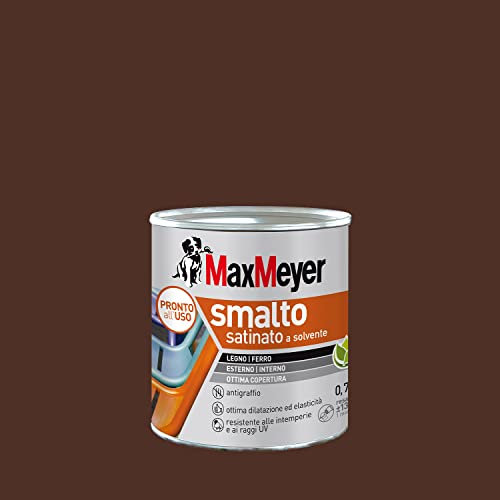 MAXMEYER Smalto a solvente per ferro e legno satinato MARRONE R8016 0,750 L