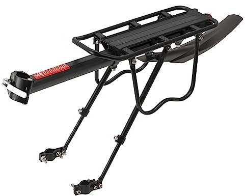 MidGard Fahrrad Gepäckträger für Sattelstütze aus Aluminiumlegierung, mit Reflektor- verstellbar für 24-29 Zoll Fahrräder, belastbar bis maximal 50 kg, inkl. Schutzblech