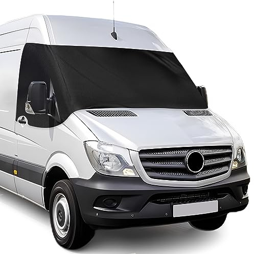 Copri Parabrezza Adatto per Mercedes Sprinter 2006-2018, 600D Panno Oxford 100% Blocco Della Luce, Impermeabile, Resistente ai Raggi UV/Congelamento/Gelo Resistente (Nero,2006-2018)