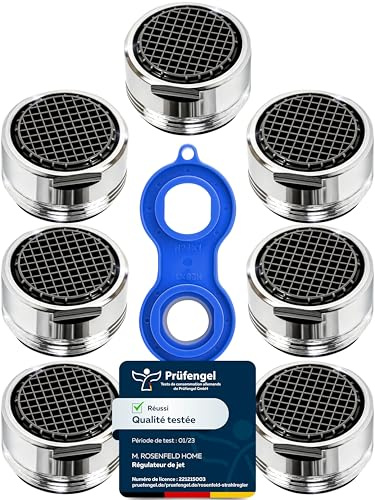 7 Stk. Wasserhahn Aufsatz Strahlregler M24 (24 mm) Wasserfluss 5 l/min mit Montageschlüssel - High Tech Anti Kalk Wasserhahn Strahlregler mit Kugelförmige Filter