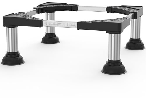 DEWEL 4 Füße Kühlschranksockel,podest für waschmaschine und trockner,Waschmaschinen Untergestell,Bärenlast 300kg,Geeignet für Kühlschränke,Waschmaschinen(Breite:30-60cm/Höhe 17cm-19cm)