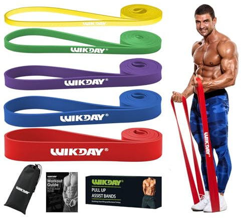 WIKDAY Resistance Bands for Working Out, Exercise Bands, Workout Bands, Pull Up Assistance Bands for Body Stretching Training Physical Therapy Muscle Training for Men & Women Multicolour (8-100lbs)