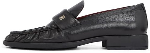 Tommy Hilfiger Damen Loafer Soft Nappa Pleated Toe Kleiner Absatz, Schwarz (Black), 40