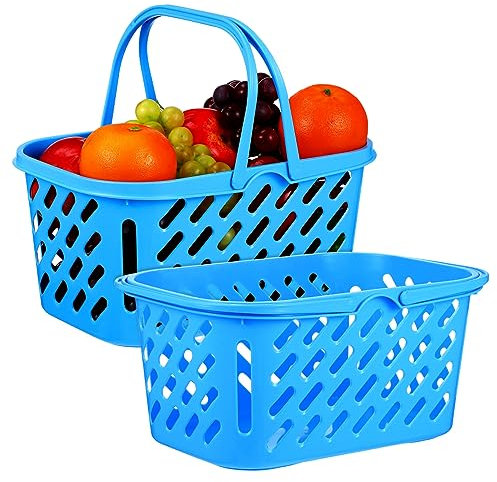 CIYODO 2pièces Paniers Plastique Avec Poignée Panier De Courses Pour Rangement De Jouets Pour Cuisine Salle De Bain Et De Vie