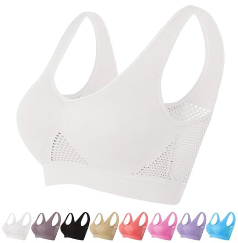 Womens Breathable Cool Lift Up Air Bra Full Support Sports Bra Seamless Wireless Unpadded Comfort No Underwire Plus Size 7XL Bras for Women No Underwire UK