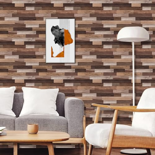 CHDITB Brown Wood Wallpaper,Wooden Effect Vinyl Wrap,Wood Effect Wallpaper Peel and Stick,Wooden Vintage Wall Paper Self Adhesive Kitchen(44x300cm) Wall Paper for Wall Furniture Countertop Drawers