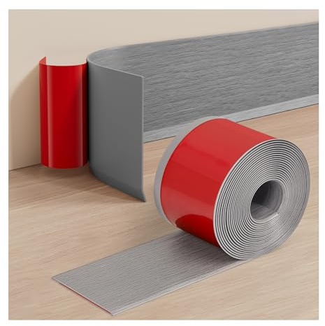 INMOZATA Flexible Skirting Board Covers Self Adhesive 10cm Wide Skirting Board Trim Vinyl Baseboard Molding Trim Peel and Stick Wall Moulding for Floor Base Cove Base Wall Base(Grey Wood Grain,6M)