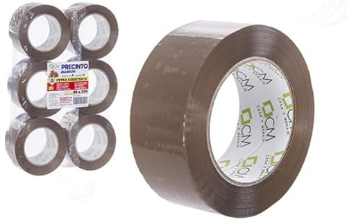 GIOCOKIDS Cinta de embalaje marrón 48x200 cm pack de 6, Precinto adhesivo fuerte para embalar y sellar cajas, Rollo de cinta adhesiva marrón para cajas, Celo resistente para embalaje