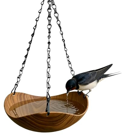 Bebedero para Aves de Madera y Bebedero de Madera con Cadena