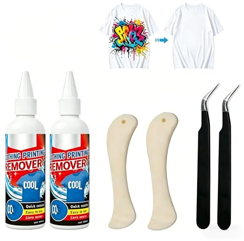 DTF Remover para Camisetas,2pc Quita Adhesivos,Eliminador de Estampados de Ropa,Removedor Impresión,Removedor de Flocado Textiles,con Raspador y Pinzas,Perfecto para Eliminar Impresiones de Textiles