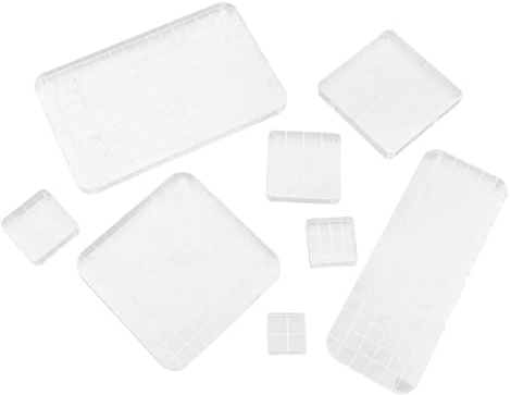 HOODANCOS 8 St Delars Akrylstämpelblockset med Rutnät Olika Klara Stämpelblock för Scrapbooking och Korttillverkning Halkfria och DIY Hantverksverktyg