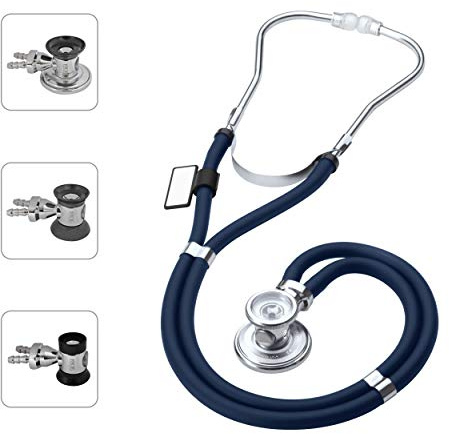 MDF Instruments, SpragueRappaport Dual Head Stethoscope with Adult, Pediatric, and Infant Convertible chestpiece, Navy Blue Tube, MDF76704